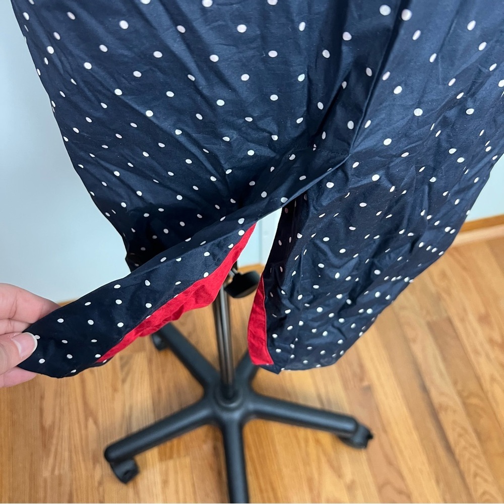 Lauren Ralph Lauren Navy Polka Dot Trench Coat with Red Lining - Picture 16 of 17